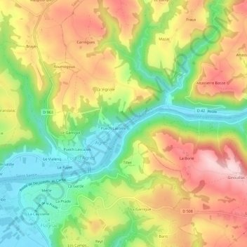 Bellevue topographic map, elevation, terrain