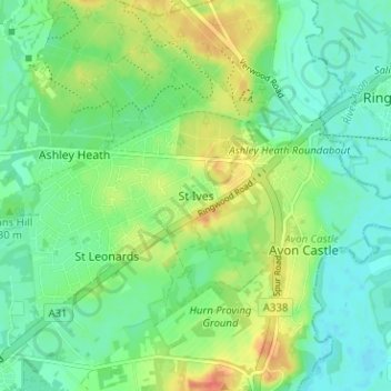 St Ives topographic map, elevation, terrain