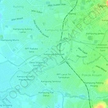 Kampung Benggali topographic map, elevation, terrain