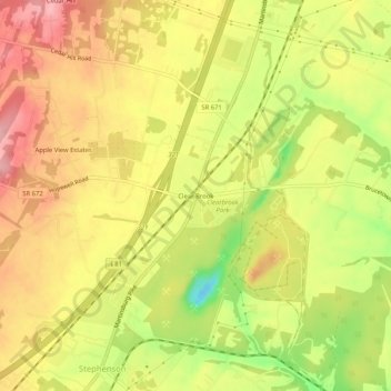 Clear Brook topographic map, elevation, terrain