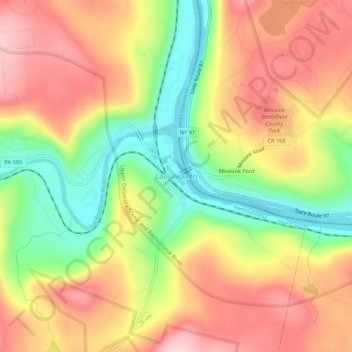Lackawaxen topographic map, elevation, terrain