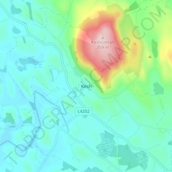 Kesh topographic map, elevation, terrain