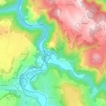Peyredeyre topographic map, elevation, terrain