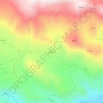 Uğurca topographic map, elevation, terrain