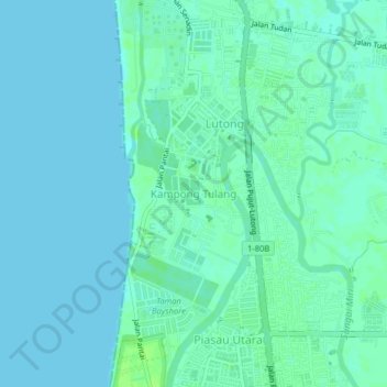 Kampong Tulang topographic map, elevation, terrain