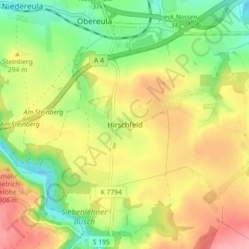 Hirschfeld topographic map, elevation, terrain