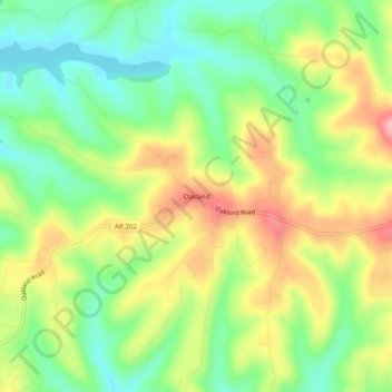 Oakland topographic map, elevation, terrain