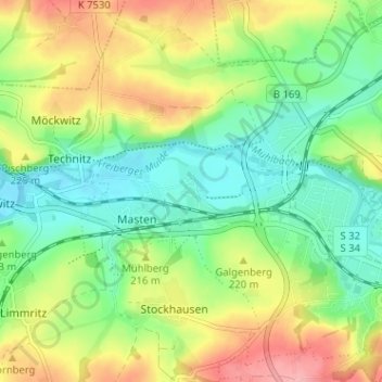 Keuern topographic map, elevation, terrain