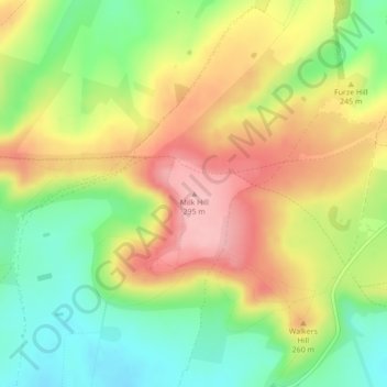 Milk Hill topographic map, elevation, terrain