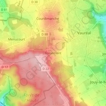 Boisemont topographic map, elevation, terrain