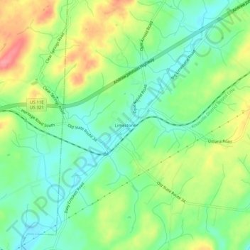 Limestone topographic map, elevation, terrain