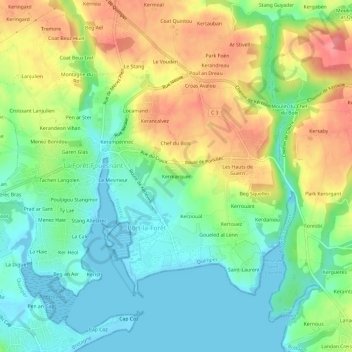 Kermarquer topographic map, elevation, terrain