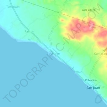 Solangon topographic map, elevation, terrain