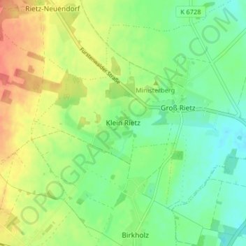 Klein Rietz topographic map, elevation, terrain