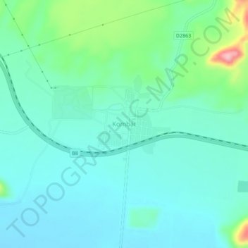 Kombat topographic map, elevation, terrain
