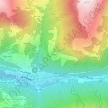 Tincave topographic map, elevation, terrain
