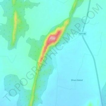 Balod topographic map, elevation, terrain