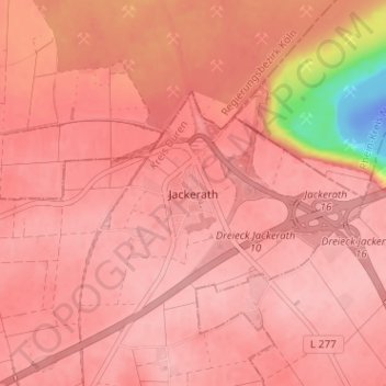 Jackerath topographic map, elevation, terrain