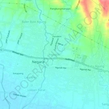 Pendem topographic map, elevation, terrain