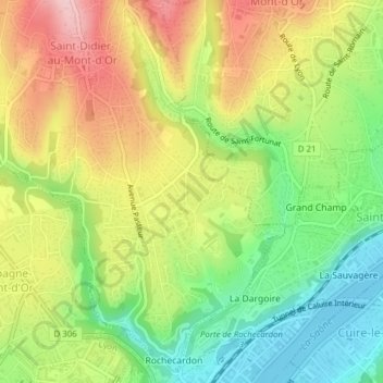 Crecy topographic map, elevation, terrain