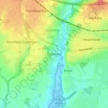 Titchfield topographic map, elevation, terrain