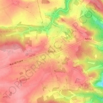 Bioul topographic map, elevation, terrain