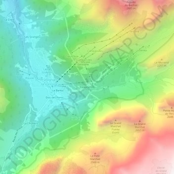 Fontanettes topographic map, elevation, terrain