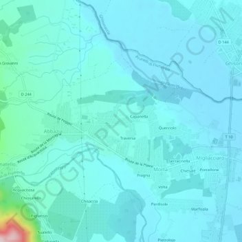 Casella topographic map, elevation, terrain
