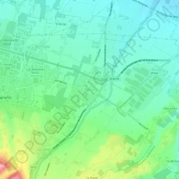 Pozza topographic map, elevation, terrain