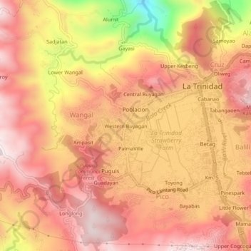 Western Buyagan topographic map, elevation, terrain