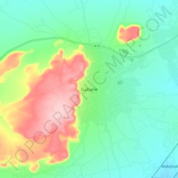 Gabane topographic map, elevation, terrain