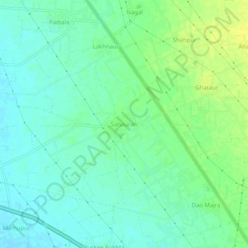 Sahauran topographic map, elevation, terrain