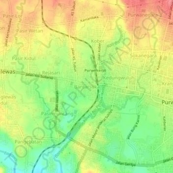Bantarsoka topographic map, elevation, terrain