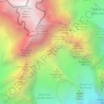 Pic Eccles topographic map, elevation, terrain