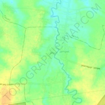 Jelu topographic map, elevation, terrain