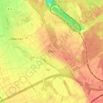Ellen topographic map, elevation, terrain