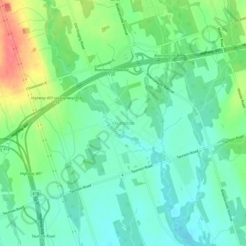 Hampton topographic map, elevation, terrain