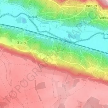 Montvoisin topographic map, elevation, terrain