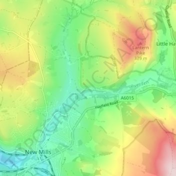 Thornsett topographic map, elevation, terrain
