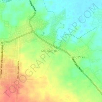 Mataram Baru topographic map, elevation, terrain