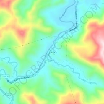Coula topographic map, elevation, terrain