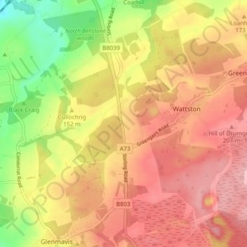 Riggend topographic map, elevation, terrain