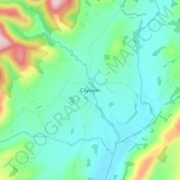 Cilycwm topographic map, elevation, terrain