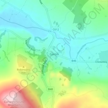 Gortin topographic map, elevation, terrain