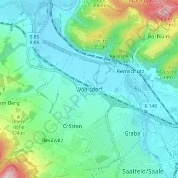 Wöhlsdorf topographic map, elevation, terrain
