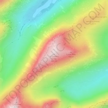 St Sunday Crag topographic map, elevation, terrain
