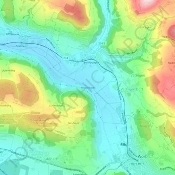 Nesselbank topographic map, elevation, terrain