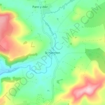 St Harmon topographic map, elevation, terrain