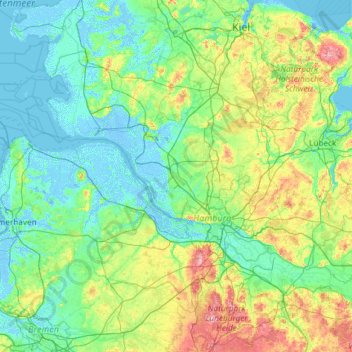 Pinneberg topographic map, elevation, terrain