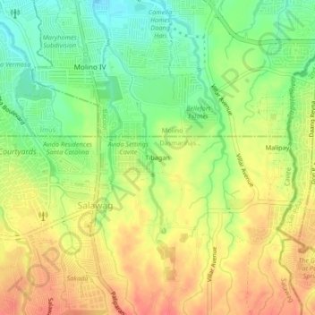 Tibagan topographic map, elevation, terrain